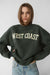 Oversized graphic sweatshirt in deep green w — main image