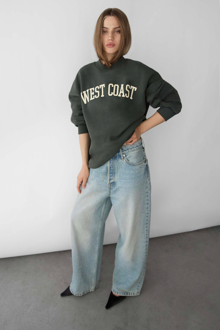 OVERSIZED GRAPHIC SWEATSHIRT in Deep Green W — alternate angle