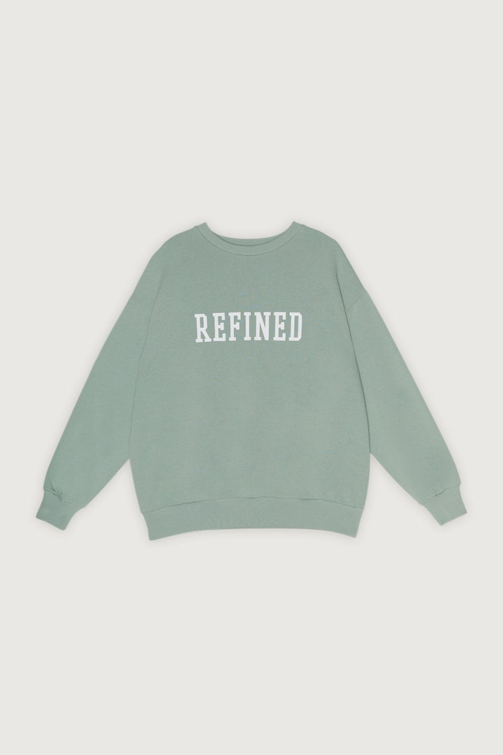 OVERSIZED GRAPHIC CREWNECK in Misty Green Cream — alternate angle