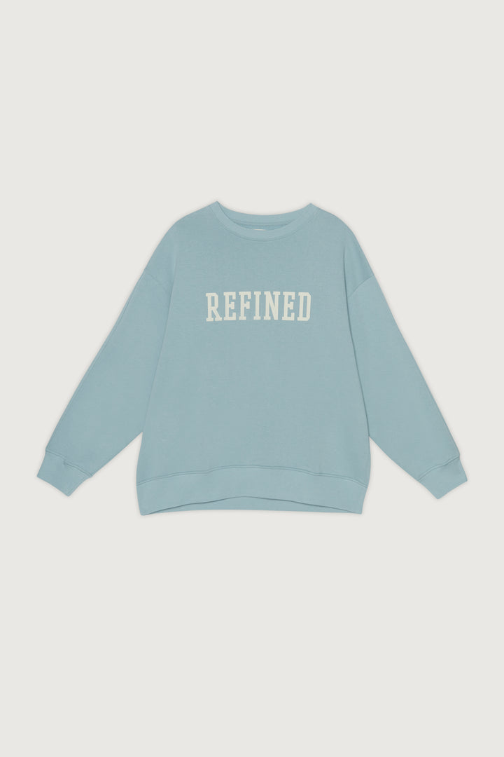 OVERSIZED GRAPHIC CREWNECK in Stone Blue — alternate angle