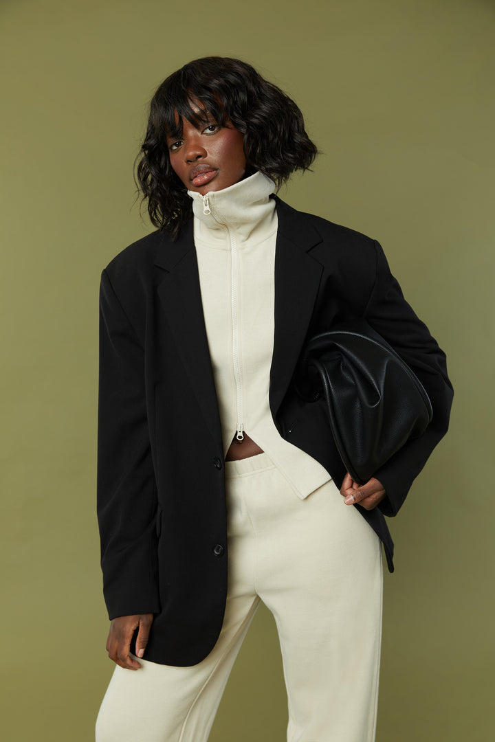 ZIP UP TOP in Oatmeal — alternate angle