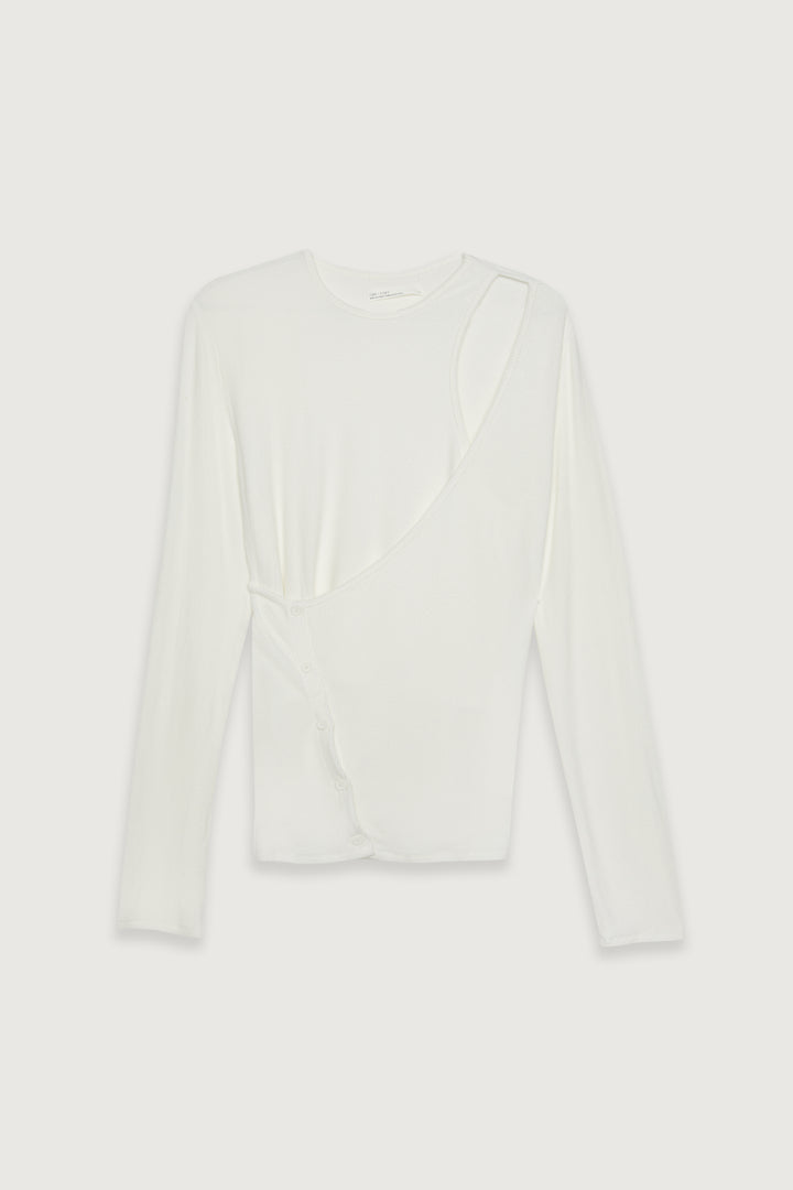 LAYERED TOP WITH CUTOUT in Cream — alternate angle