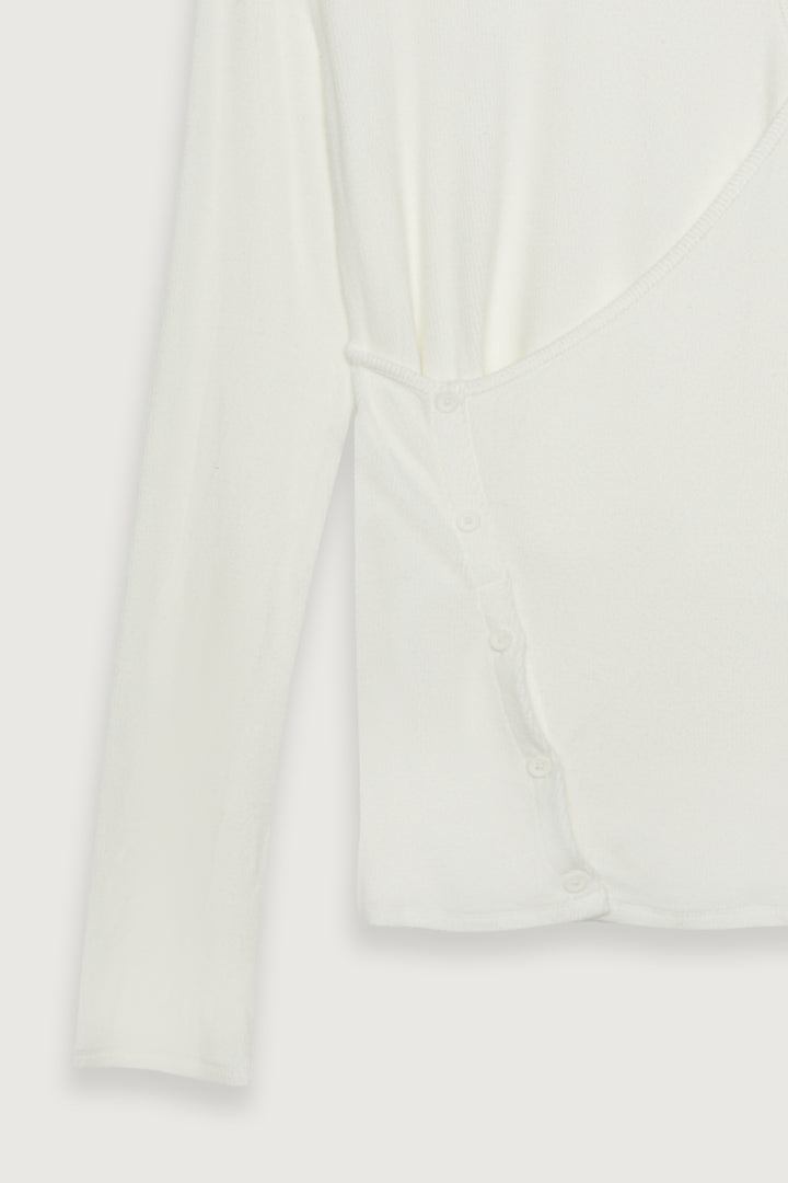 LAYERED TOP WITH CUTOUT in Cream — alternate angle