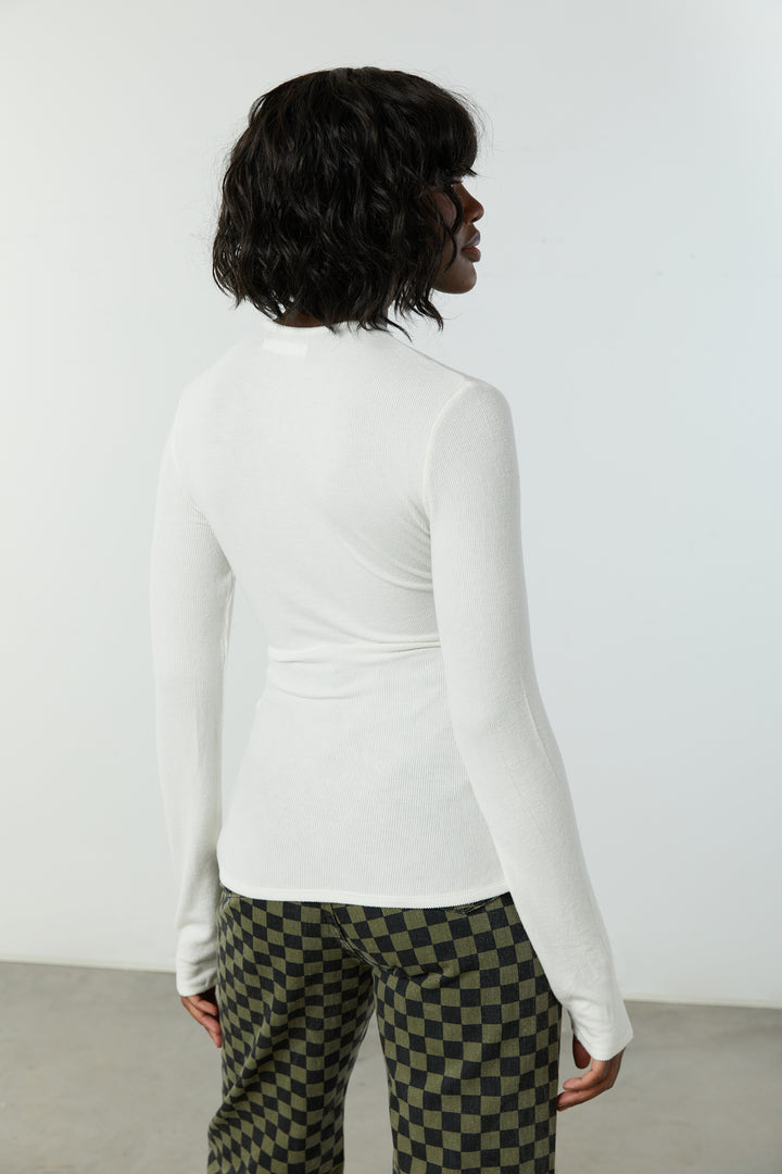 LAYERED TOP WITH CUTOUT in Cream — alternate angle