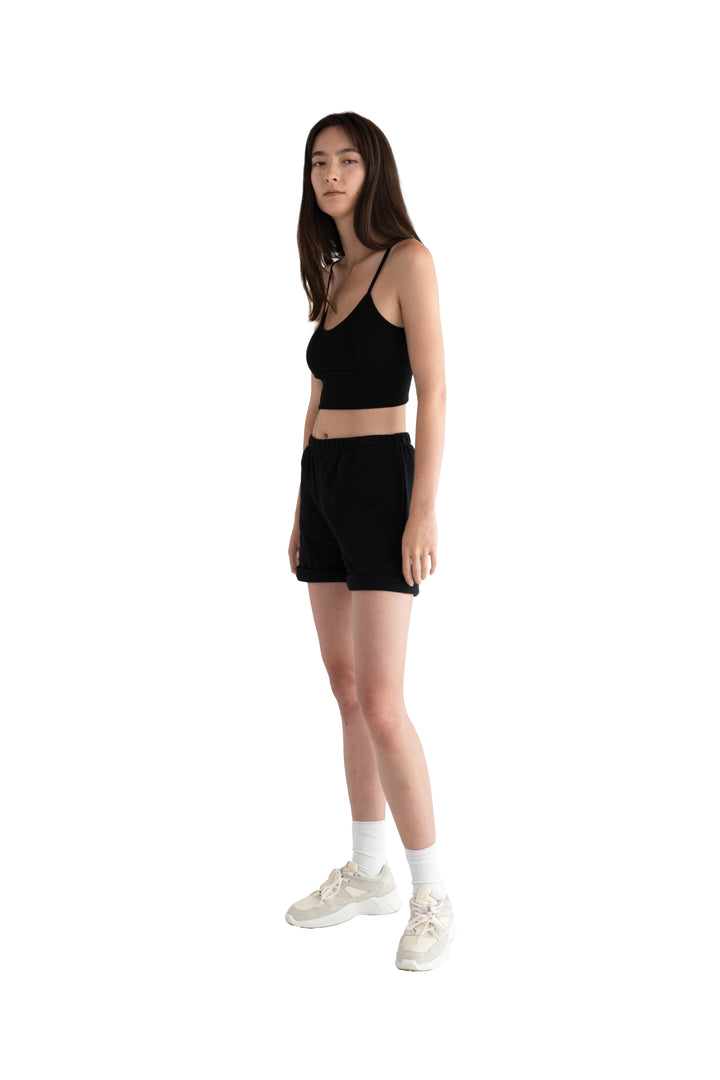 CROPPED TANK in Black — alternate angle