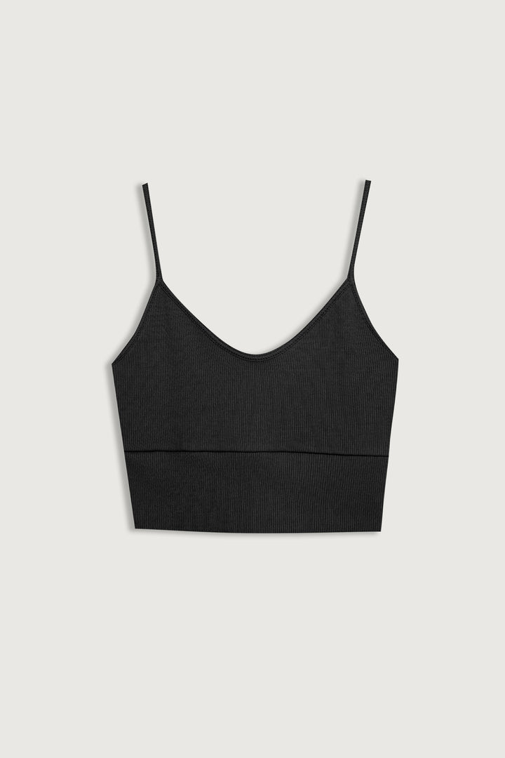 CROPPED TANK in Black — alternate angle