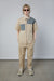 Colour block top in dark beige sage — main image