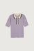 Ribbed collared top in purple — main image