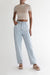 Sheer checkered t-shirt in beige — main image