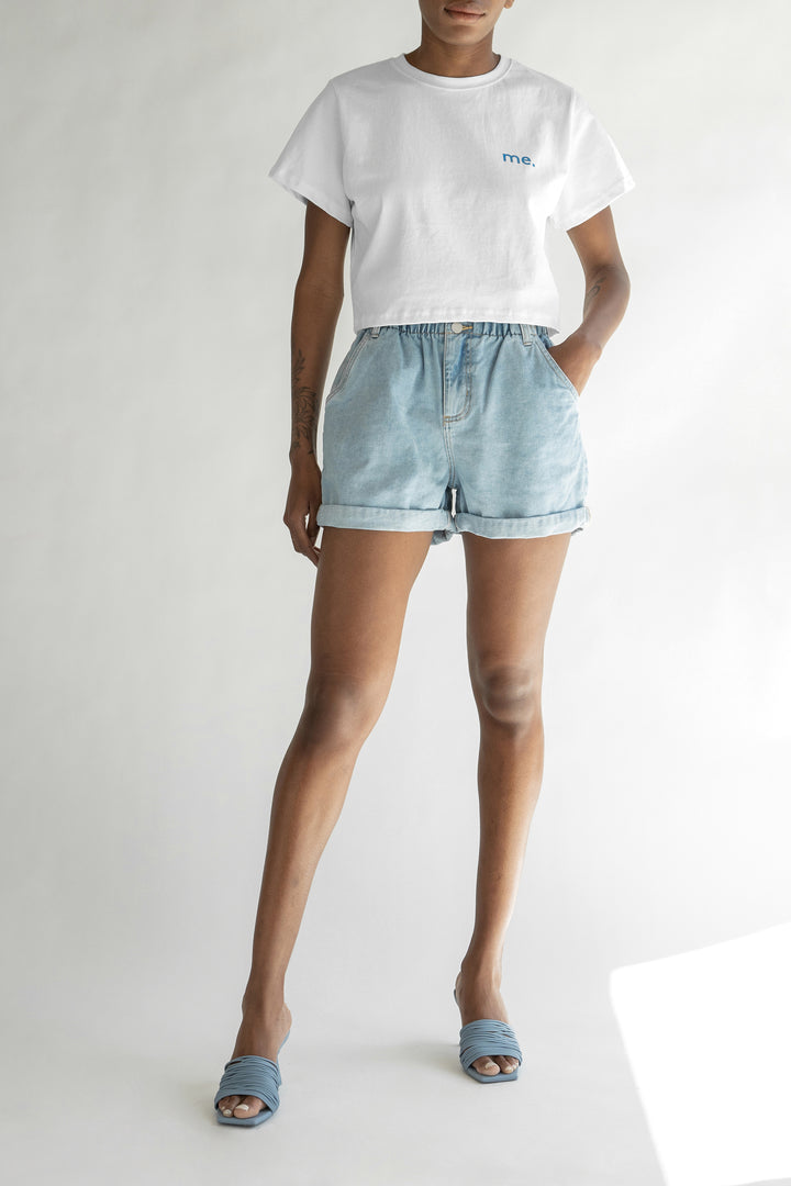CROPPED GRAPHIC T-SHIRT in White — alternate angle