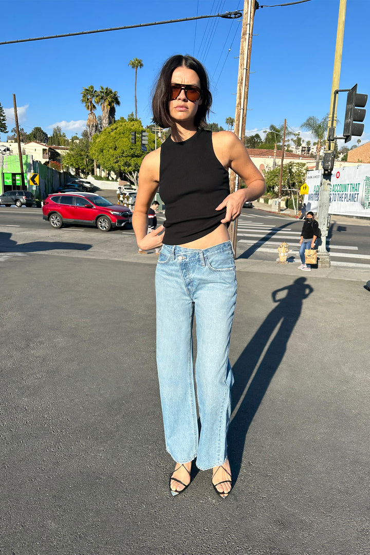 RIBBED TANK TOP in Black — alternate angle