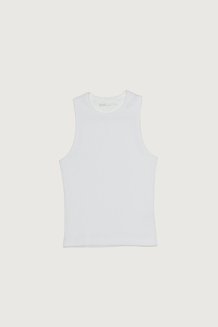 RIBBED TANK TOP in White — alternate angle