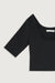 Cropped scoop neck tee in black — main image