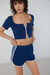 Cropped zip-up top in estate blue — main image