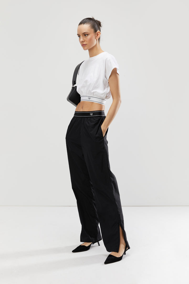 CROPPED WAISTBAND TEE in White — alternate angle