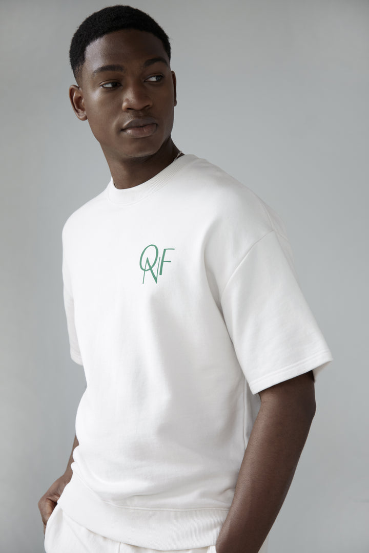 SHORT SLEEVE SWEATSHIRT in Cream — alternate angle