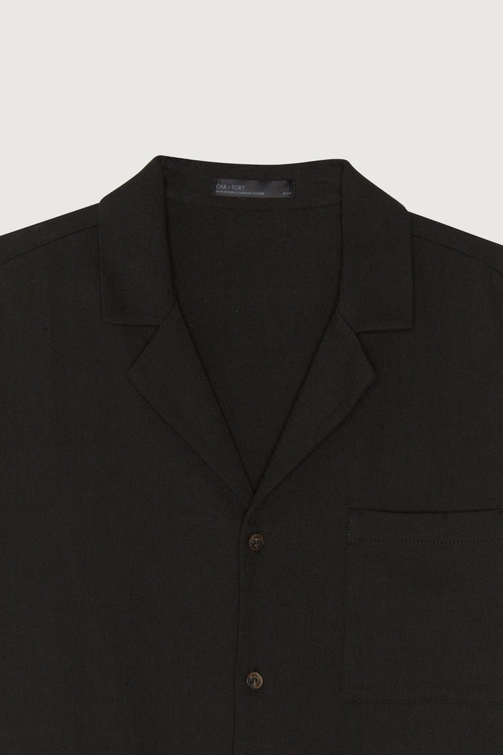 LINEN BUTTON UP SHIRT in Black — alternate angle