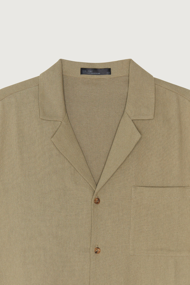 LINEN BUTTON UP SHIRT in Taupe — alternate angle