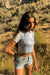 Cropped tie dye t-shirt in gray — main image