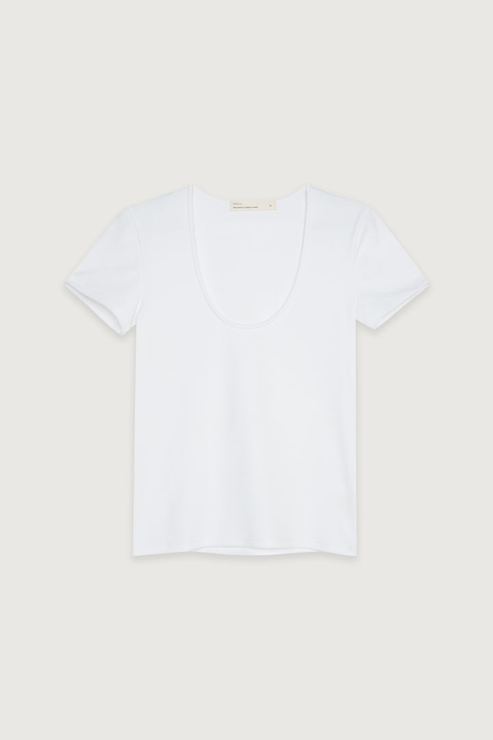 FITTED SCOOP NECK TEE in White — alternate angle