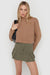 Cropped mock neck sweatshirt in portabella — main image