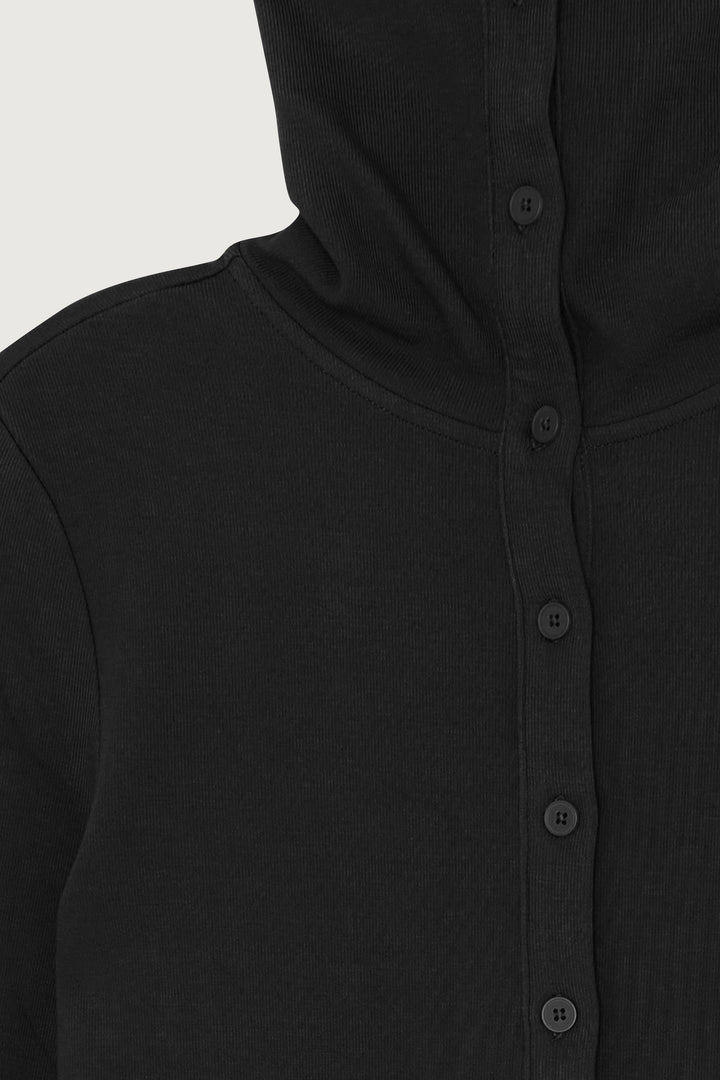 BUTTON UP TURTLENECK in Black — alternate angle