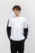 Colour block knit top in white black — main image
