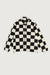 Checkered sherpa zip-up in black cream — main image