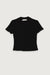 Collared button front top in black — main image