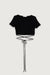Cropped tee with waist ties in black — main image