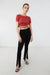Cropped tee with waist ties in gold garnet — main image