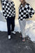 Checkered sherpa crewneck sweatshirt in black checker — main image