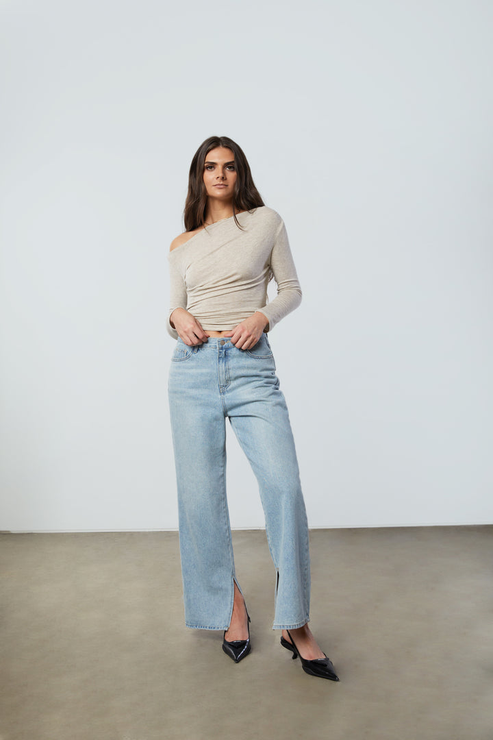 OFF SHOULDER TOP in Beige — alternate angle