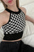 Checkered halter tank in black checker — main image