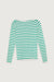 Striped long sleeve top in green stripe — main image
