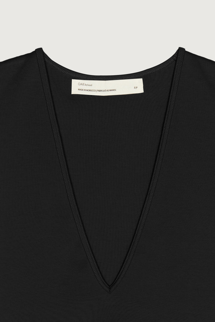 V-NECK CROPPED TANK in Black — alternate angle
