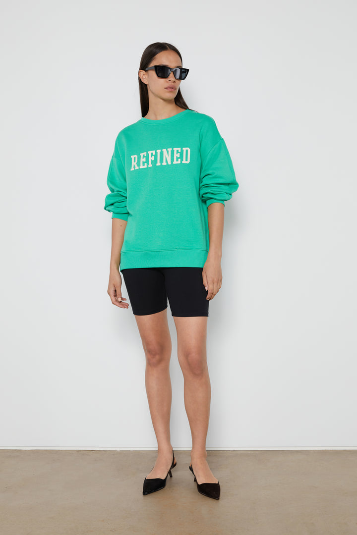 REFINED OVERSIZED SWEATSHIRT in Ming Green — alternate angle