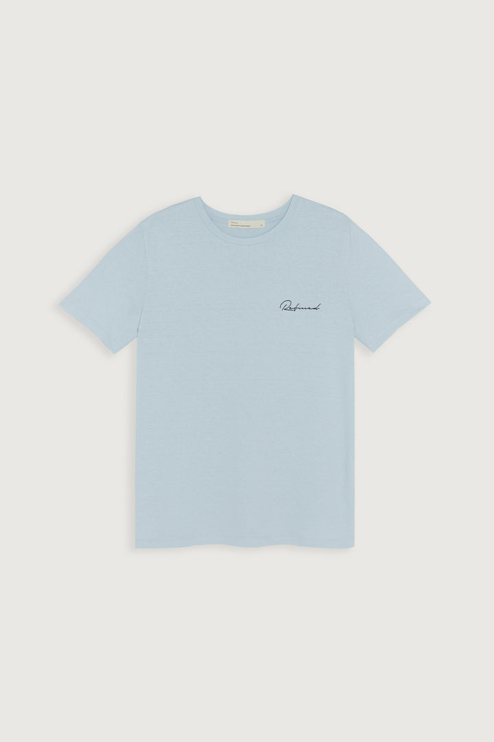 REFINED SCRIPT TEE in Baby Blue — alternate angle
