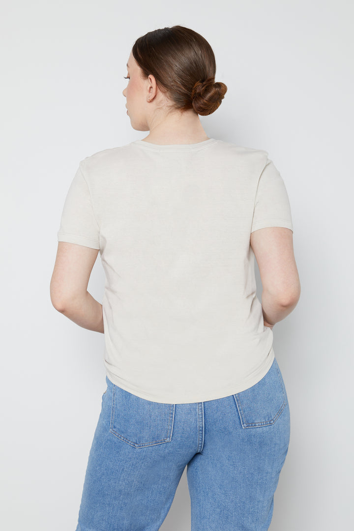 REFINED SCRIPT TEE in Oatmeal — alternate angle