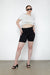 Cropped striped tee in white ming green stripe — main image