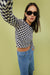 Checkered long sleeve top in navy checker — main image