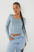 Cropped long sleeve top in misty blue — main image
