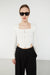 Zip-front square neck top in black — image