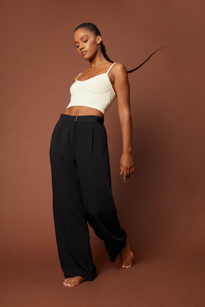 CROPPED BUSTIER TANK in White Asparagus — alternate angle