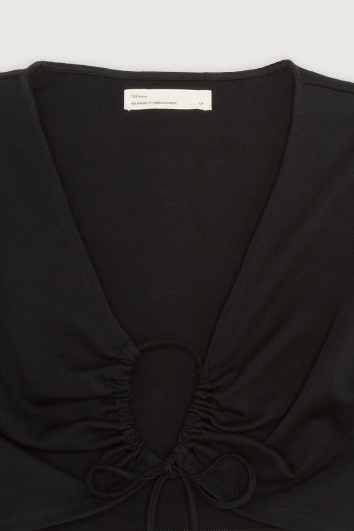 OPEN FRONT TOP WITH TIES in Black — alternate angle