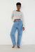 Striped long sleeve top in white stripe — main image
