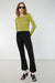 Contrast stitch top in olive — main image