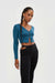 Button knit top in legion blue — main image