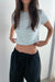 Cropped striped t-shirt in cream ocean blue stripe — main image
