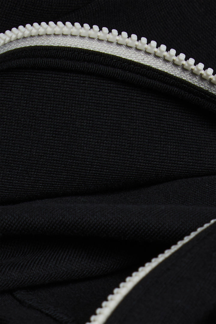 HIGH NECKLINE ZIP-UP TOP in Black — alternate angle